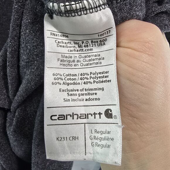 Carhartt T Shirt Mens Large Dark Grey Orange Original Fit Long Sleeve Spellout - Picture 8 of 11